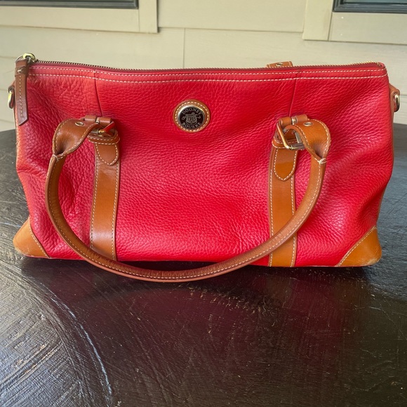 Dooney & Boruke Red Leather Handbag and matching Coin Purse - Picture 2 of 14